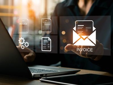 E-Invoice and Digital billing concept, Bookkeeper using laptop to manage electronic statements