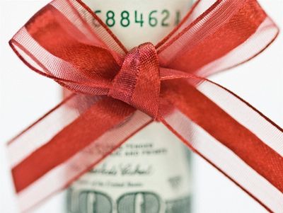 money with gift bow