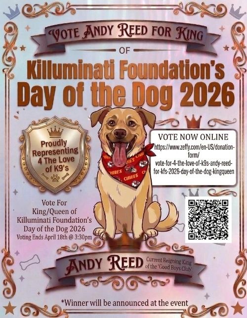 Vote Andy Reed for King of Killuminati Foundation's Day of the Dog 2026.