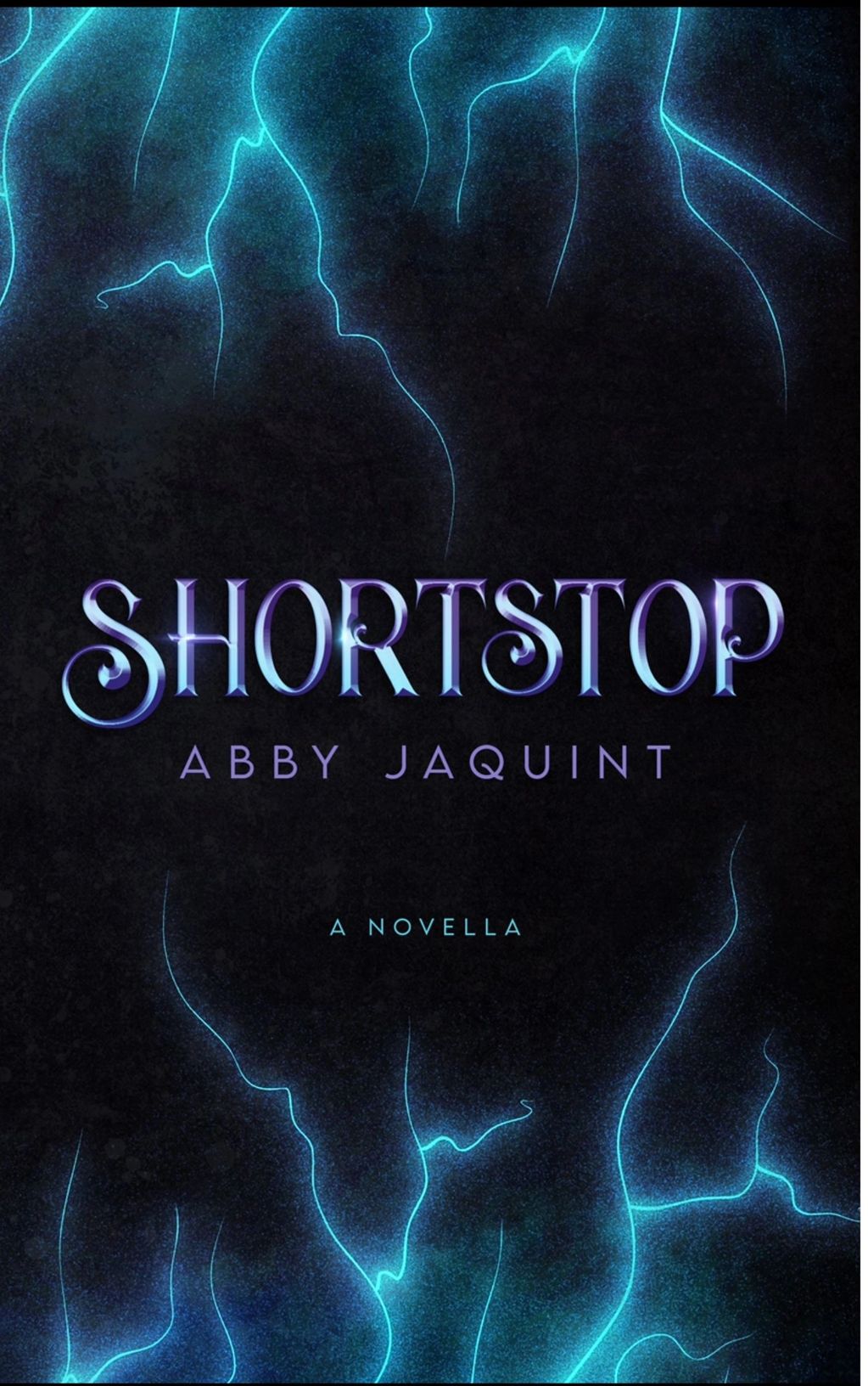 A book cover with blue lightning on the top and bottom. 