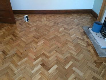 The finished parquet block flooring we completed in Cheshire