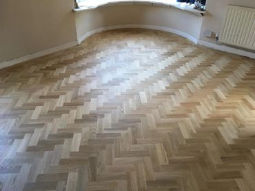 This parquet floor was installed in Prestatyn, North Wales, was sanded and sealed using a 3 coat lac