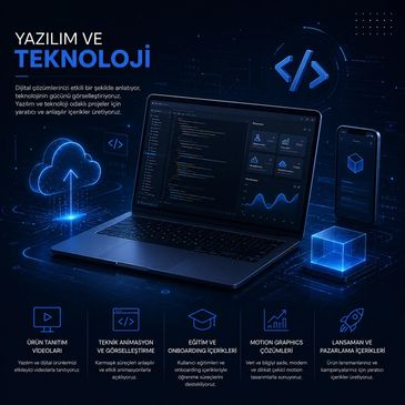A laptop with digital coding and technology-themed holograms and icons around it.