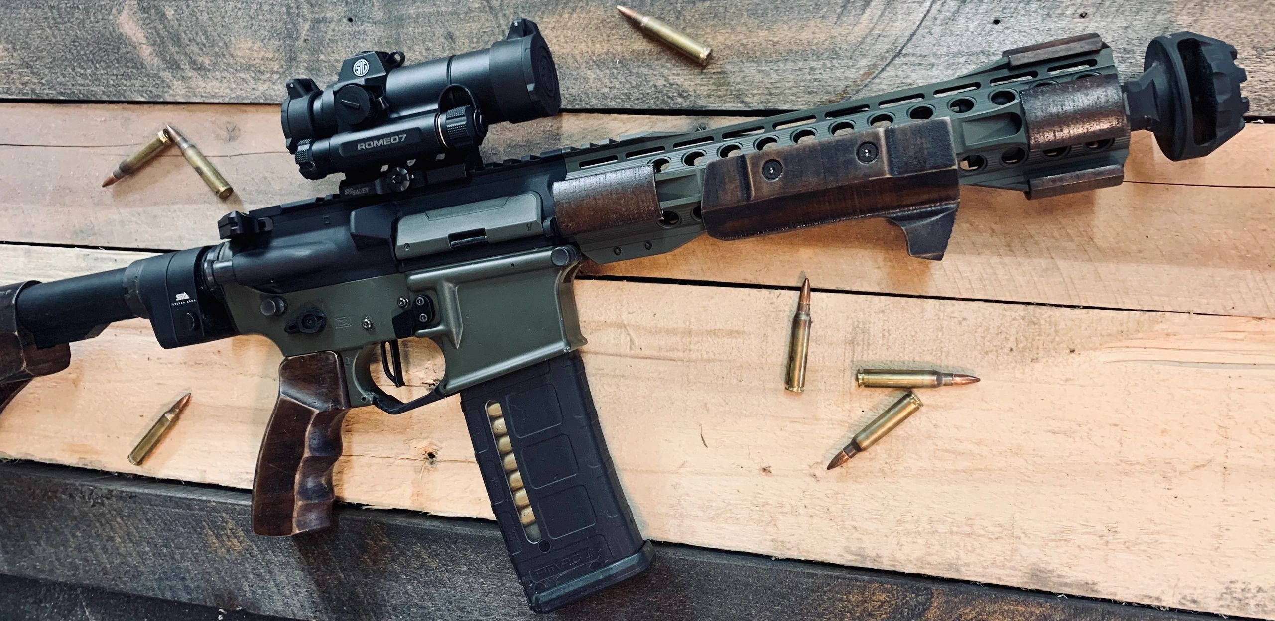 Varangian AR-15 Pistol Grip, "Elise" MLok Handguard Cover, Reaper Minimalist Carbine Stock, Rounded