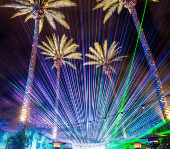 Great camera work capturing lasers among the palms at a national convention dinner.