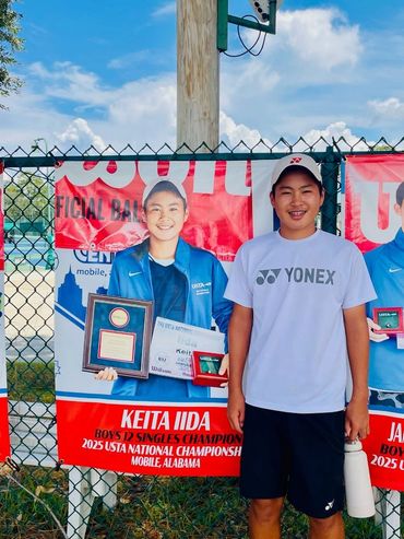 Keita Iida, SCHP Tennis player, 2025 USTA National Championship Boys 12 Singles Champion