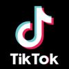 TikTok logo with its distinctive neon colors on a black background.