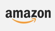 Amazon logo with black text and an orange arrow smile.