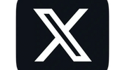 Modern white stylized 'X' logo on a black background.