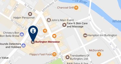 Drop Off Dry Cleaning in Burlington Wisconsin map