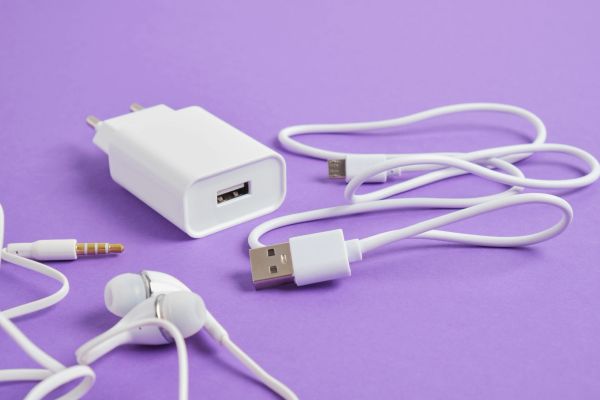 Phone charger cable and earphones
