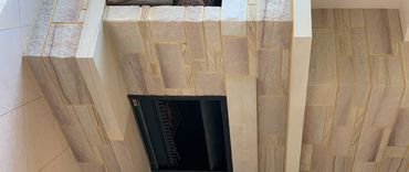 Sandstone Fireplace - Utilising Hydrasplit and Diamond Sawn Sandstone Products.