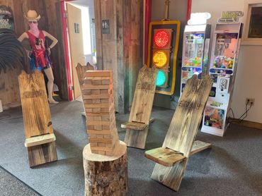 Area to relax with Giant Jenga!