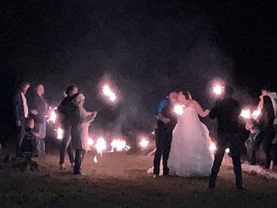 A sparkler send off after a perfect wedding in the Smoky Mountains