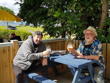 People enjoying a drink in the beer garden