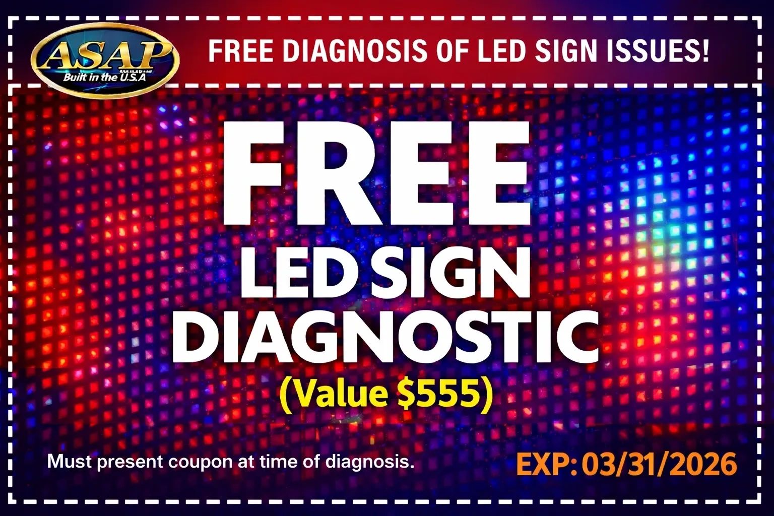 Free LED sign diagnostic ($555 value) by ASAPLED | 954-440-3422/FLORIDA LED BILLBOARD.