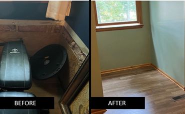Drywall repair, before and after