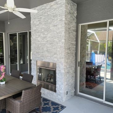 Outdoor Fireplace with natural stone