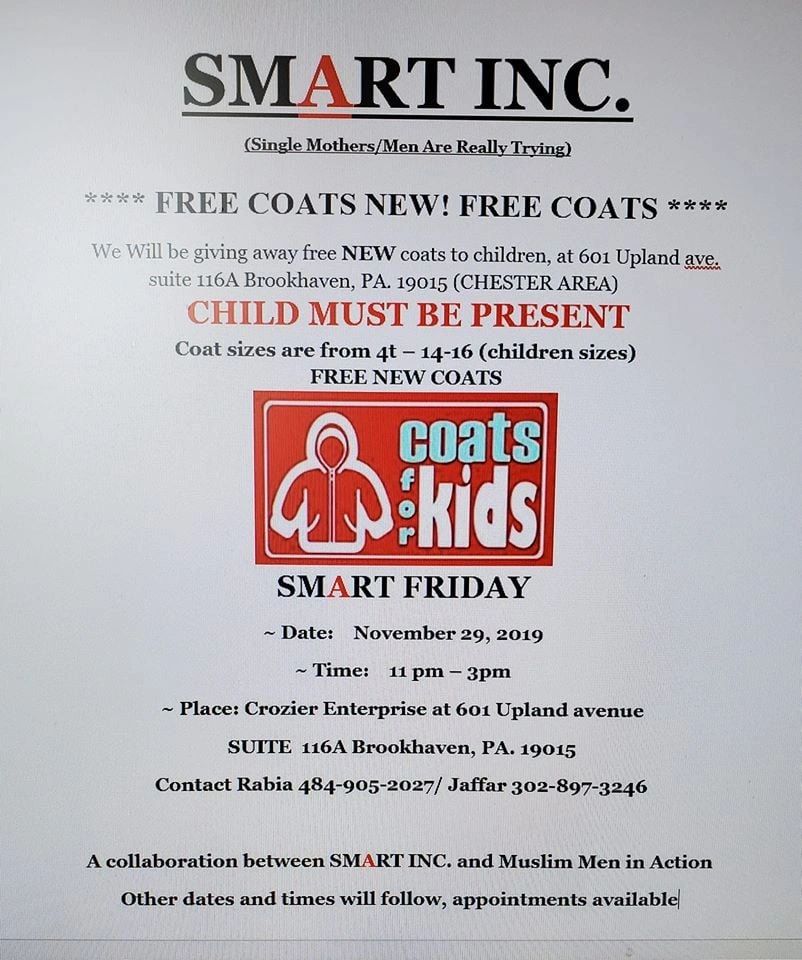 This was the flyer for our last coat giveaway in our office.
