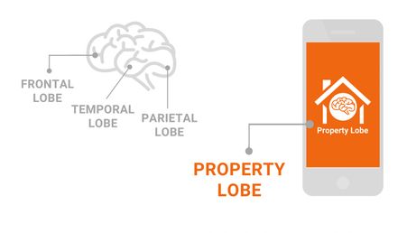Property Lobe logo inside the vector image of a phone
