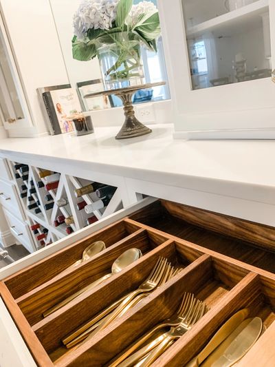 walnut cutlery tray drawer insert.