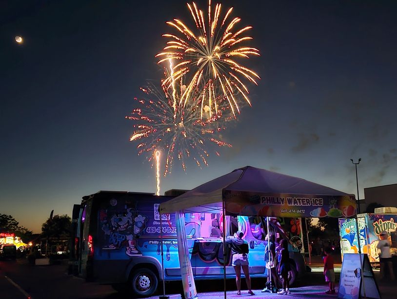 iced out truck at red oak, white & blue fireworks show