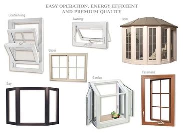 Various window styles including Double Hung, Awning, Bow, Glider, Bay, Garden, and Casement.