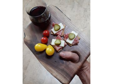 Walnut Charcuterie Plate with Wine Holder