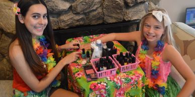 tropical hawaiian luau party girl gets manicure