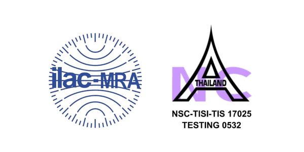 Logos of ilac-MRA and NSC-TISI-TIS 17025 Testing Thailand.