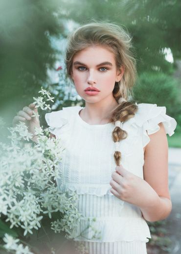 model coaching portfolio shoot fashion photography white lace dress bohemian 