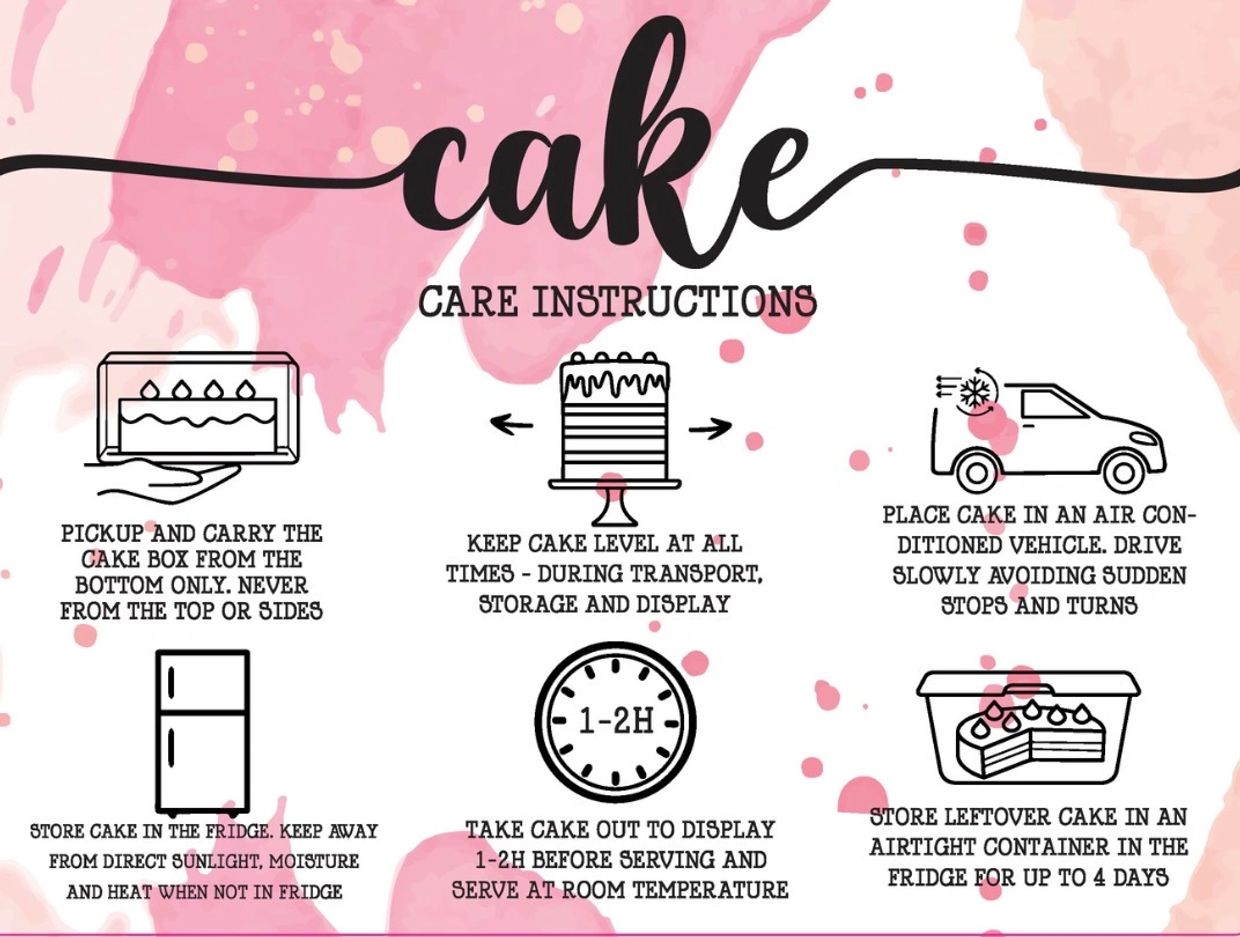 Cake care instructions with pictures