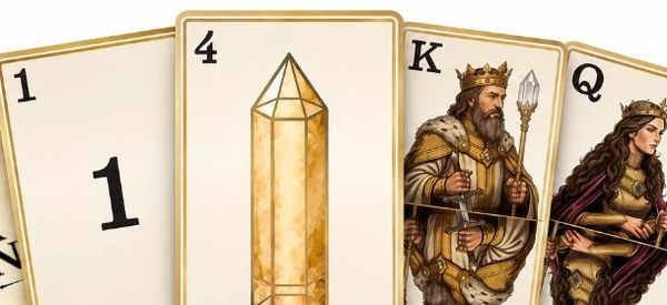 Playing cards featuring numbers and medieval royalty illustrations.
