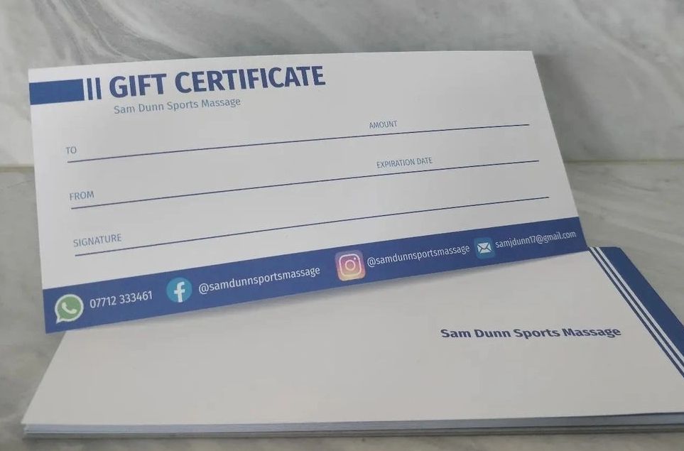 Sam Dunn Sports Massage Gift Voucher
