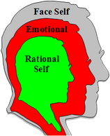 The Rational self we strive to be is shaped by Emotions and masked by the Face we present to others