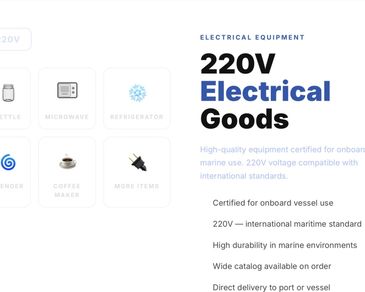 Equipos eléctricos de 220V para uso marítimo.