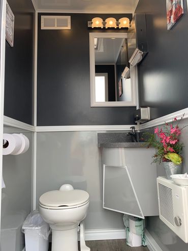 4 stall royal restroom trailer interior- unisex