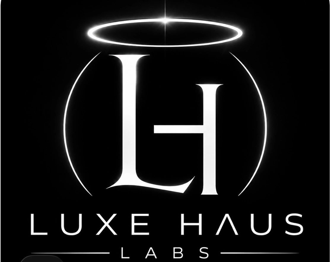 Luxe Haus Labs logo with glowing halo and sleek design.