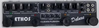 ETHOS Clean Fusion Deluxe guitar amplifier with multiple knobs and switches.