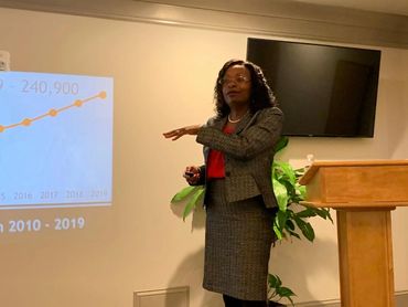 Henry County Commission Chair June Wood presenting to HCCC