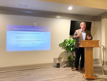 Henry County Development Authority Executive Director Josh Fenn presents to HCCC