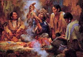 “Opening the Sacred Bundle” Oil Painting by Howard Terpning.