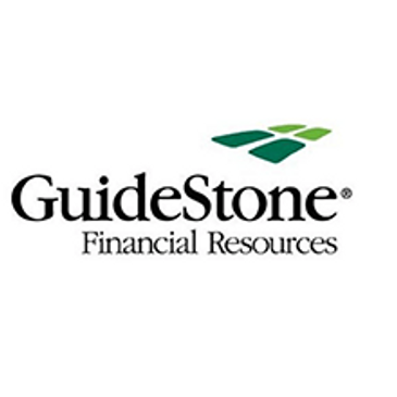 Logo of GuideStone Financial Resources with green geometric shapes.