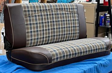 plaid bench seat