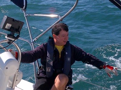 Picture of Breezeway Yachts boat broker Tony Cahill of Whitby sailing his sailboat.