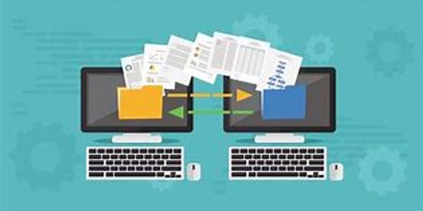 This is an image of two computers transferring data, representing how we handle documentation