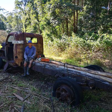 old logging truck on farmstay