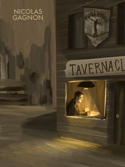 Un homme seul dans une taverne sombre et isolée.