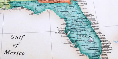 a map view of the State of Florida with major cities marked and labeled. 