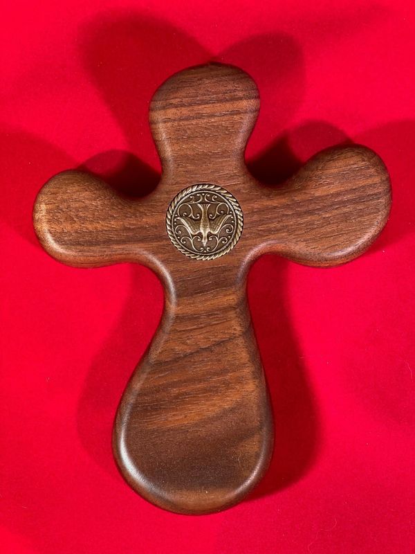 HOLY SPIRIT Medallion PalmCross on a red surface 